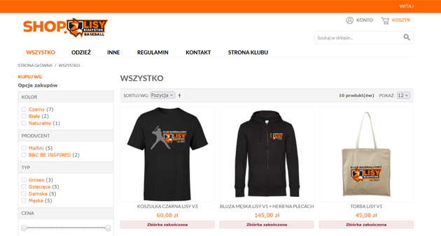 Sklep klubowy Lisy Białystok Baseball